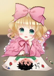 Rating: Safe Score: 0 Tags: 1girl :d bangs blonde_hair blush bow child_drawing commentary_request crayon doll_joints dress eyebrows_visible_through_hair food frilled_dress frills fruit green_eyes hair_bow hina_ichigo hinaichigo holding holding_crayon image joints juliet_sleeves lolita_fashion long_hair long_sleeves looking_at_viewer lying masuishi_kinoto on_stomach open_mouth pantyhose pink_bow pink_dress pink_legwear puffy_sleeves red_footwear ribbon rozen_maiden see-through shoes smile solo strawberry strawberry_print very_long_hair wavy_hair wide_sleeves User: admin
