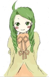 Rating: Safe Score: 0 Tags: 1girl ahoge arms_behind_back blush braid dress green_eyes green_hair hair_over_shoulder image kanaria long_hair long_sleeves looking_at_viewer neck_ribbon ribbon simple_background smile solo twin_braids upper_body white_background User: admin