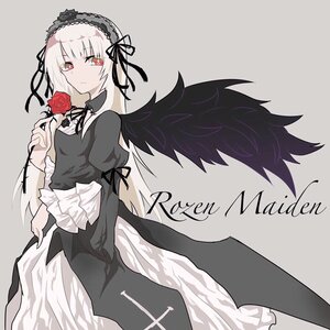 Rating: Safe Score: 0 Tags: 1girl bangs black_dress black_hairband black_ribbon black_wings closed_mouth doll_joints dress eyebrows_visible_through_hair flower frills hairband holding holding_flower image juliet_sleeves long_hair long_sleeves looking_at_viewer neck_ribbon puffy_sleeves red_eyes red_flower red_rose ribbon rose simple_background solo suigintou very_long_hair wings User: admin