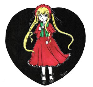 Rating: Safe Score: 0 Tags: 1girl blonde_hair blue_eyes bonnet bow bowtie capelet dated dress flower full_body green_bow image long_hair long_sleeves looking_at_viewer red_dress rose shinku shoes sidelocks signature solo standing twintails User: admin