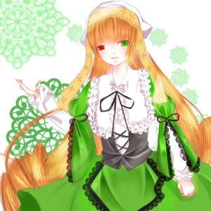 Rating: Safe Score: 0 Tags: 1girl black_ribbon blonde_hair dress frills green_dress green_eyes heterochromia image long_hair long_sleeves looking_at_viewer red_eyes ribbon smile solo suiseiseki very_long_hair User: admin