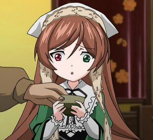 Rating: Safe Score: 0 Tags: 1girl :o brown_hair dress frills green_dress green_eyes head_scarf heterochromia holding image long_hair long_sleeves red_eyes solo solo_focus suiseiseki User: admin