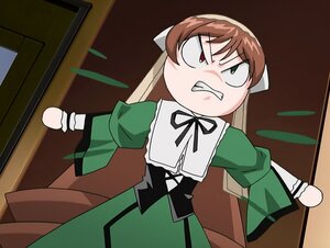 Rating: Safe Score: 0 Tags: 1girl angry brown_hair clenched_teeth dress green_dress heterochromia image long_hair long_sleeves parody ribbon solo suiseiseki teeth User: admin