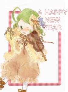 Rating: Safe Score: 0 Tags: 1girl bird blush dress flower green_eyes green_hair image kanaria long_sleeves one_eye_closed open_mouth ribbon solo User: admin