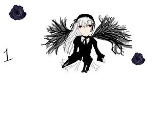 Rating: Safe Score: 0 Tags: 1girl bangs black_dress black_flower black_ribbon black_rose black_wings closed_mouth dress eyebrows_visible_through_hair feathered_wings feathers flower frills hairband image juliet_sleeves lolita_hairband long_hair long_sleeves looking_at_viewer purple_rose red_eyes red_flower red_rose rose solo suigintou white_background white_rose wings User: admin