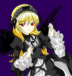Rating: Safe Score: 0 Tags: 1girl black_dress blonde_hair dress expressionless frilled_sleeves frills hairband image lolita_hairband long_hair long_sleeves looking_at_viewer purple_background red_eyes ribbon simple_background solo suigintou wings User: admin