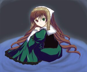 Rating: Safe Score: 0 Tags: 1girl brown_hair dress frills green_dress green_eyes heterochromia image long_hair long_sleeves looking_at_viewer red_eyes simple_background solo suiseiseki very_long_hair User: admin