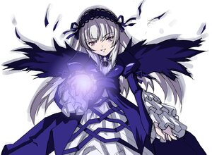 Rating: Safe Score: 0 Tags: 1girl artist_request black_wings dress flower frilled_sleeves frills hairband image long_hair long_sleeves looking_at_viewer pink_eyes rose rozen_maiden silver_hair solo suigintou white_background wings User: admin