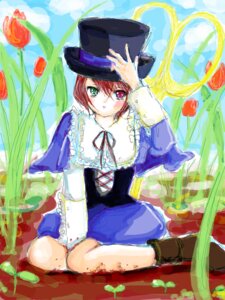 Rating: Safe Score: 0 Tags: 1girl boots dress flower green_eyes hat heterochromia image long_sleeves looking_at_viewer red_eyes short_hair sitting solo souseiseki top_hat User: admin