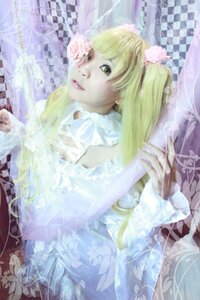 Rating: Safe Score: 0 Tags: 1girl blonde_hair checkered dress flower frills hair_flower hair_ornament kirakishou lace lips long_hair ribbon solo twintails white_dress User: admin