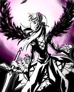 Rating: Safe Score: 0 Tags: 1girl auto_tagged black_wings bow dress feathered_wings hairband image long_hair long_sleeves looking_at_viewer monochrome moon solo suigintou wings User: admin
