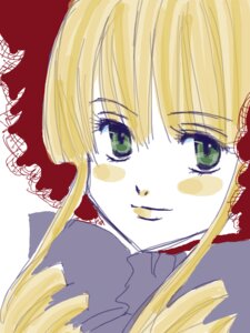 Rating: Safe Score: 0 Tags: 1girl bangs blonde_hair drill_hair eyebrows_visible_through_hair face green_eyes image looking_at_viewer portrait red_background shinku sidelocks simple_background solo twin_drills User: admin