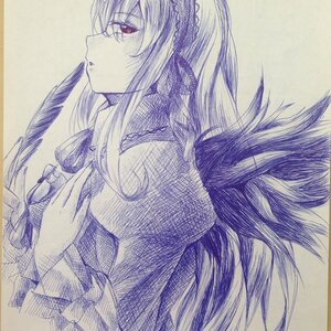 Rating: Safe Score: 0 Tags: 1girl choker dress feathers frills hairband image long_hair long_sleeves monochrome profile ribbon solo suigintou traditional_media upper_body wings User: admin