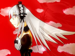 Rating: Safe Score: 0 Tags: 1girl closed_mouth cloud dress flower image juliet_sleeves long_hair long_sleeves puffy_sleeves red_background red_eyes red_sky sky solo suigintou upper_body white_hair wings User: admin