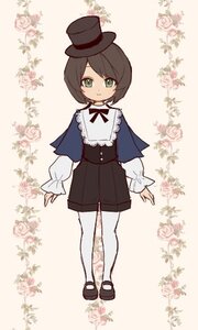 Rating: Safe Score: 0 Tags: brown_hair capelet flower full_body green_eyes hat image long_sleeves looking_at_viewer mary_janes pantyhose shoes short_hair shorts smile solo souseiseki striped top_hat vertical_stripes white_legwear User: admin