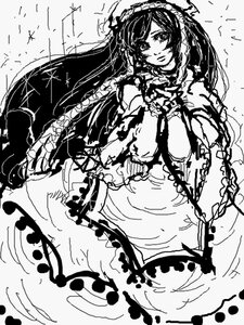 Rating: Safe Score: 0 Tags: 1girl dress frilled_dress frills gothic_lolita greyscale hairband image lolita_fashion lolita_hairband long_hair long_sleeves looking_at_viewer monochrome solo suiseiseki User: admin