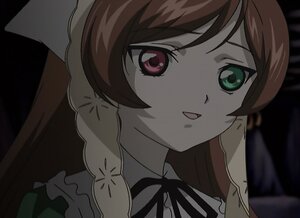 Rating: Safe Score: 0 Tags: 1girl brown_hair frills heterochromia image looking_at_viewer open_mouth red_eyes ribbon smile solo suiseiseki User: admin