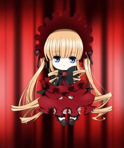 Rating: Safe Score: 0 Tags: 1girl bangs blonde_hair blue_eyes blush bow bowtie chibi curtains dress flower image long_hair looking_at_viewer red_dress rose shinku solo standing twintails very_long_hair User: admin