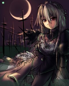 Rating: Safe Score: 0 Tags: 1girl black_dress dress flower full_moon image long_hair long_sleeves looking_at_viewer moon red_eyes ribbon rose solo suigintou User: admin