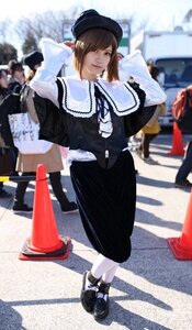 Rating: Safe Score: 0 Tags: 1girl 3d blurry brown_eyes brown_hair capelet depth_of_field dress hat looking_at_viewer outdoors solo souseiseki standing white_legwear User: admin