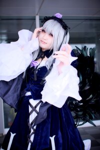 Rating: Safe Score: 0 Tags: 1girl blurry checkered checkered_floor dress flower frills gothic_lolita hairband lolita_fashion long_hair long_sleeves looking_at_viewer rose silver_hair solo suigintou User: admin