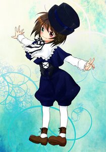 Rating: Safe Score: 0 Tags: 1girl brown_hair full_body hat heterochromia image long_sleeves looking_at_viewer pantyhose red_eyes shorts smile solo souseiseki top_hat white_legwear User: admin