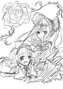 Rating: Safe Score: 0 Tags: 2girls :d blush bonnet bow dress frills greyscale hinaichigo image long_hair long_sleeves looking_at_viewer monochrome multiple_girls open_mouth pair shinku simple_background sketch smile white_background User: admin