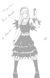 Rating: Safe Score: 0 Tags: 1girl dress frills greyscale image long_hair monochrome solo standing striped suigintou User: admin