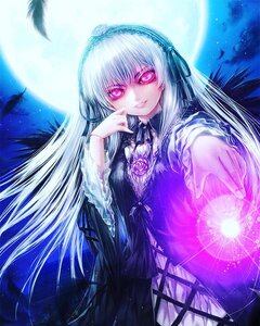 Rating: Safe Score: 0 Tags: 1girl doll_joints dress flower frills full_moon hairband image long_hair long_sleeves looking_at_viewer moon night pink_eyes purple_rose rose silver_hair sky smile solo star_(sky) suigintou wings User: admin