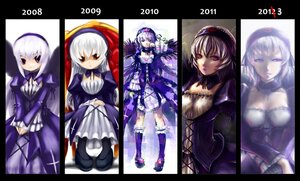 Rating: Safe Score: 0 Tags: 1girl breasts dress frills hairband image letterboxed long_hair long_sleeves looking_at_viewer medium_breasts multiple_views red_eyes solo standing suigintou wings User: admin