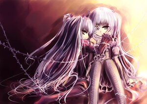 Rating: Safe Score: 0 Tags: 2girls abudala barasuishou boots commentary_request dress eyepatch flower frills holding_hands image kirakishou long_hair long_sleeves looking_at_viewer multiple_girls pair pink_hair rose rozen_maiden silver_hair sitting thigh_boots thighhighs two_side_up very_long_hair yellow_eyes User: admin