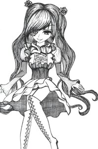 Rating: Safe Score: 0 Tags: 1girl boots cross-laced_footwear dress greyscale hair_ornament image kirakishou long_hair long_sleeves looking_at_viewer monochrome smile solo striped thighhighs User: admin