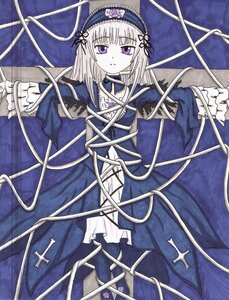 Rating: Safe Score: 0 Tags: 1girl dress expressionless flower frilled_sleeves frills hairband image lolita_hairband long_hair long_sleeves looking_at_viewer puffy_sleeves purple_eyes ribbon rose solo suigintou traditional_media very_long_hair User: admin