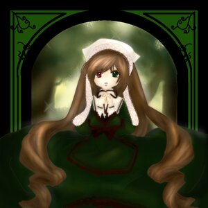 Rating: Safe Score: 0 Tags: 1girl brown_hair dress drill_hair frills green_dress green_eyes heterochromia image long_hair long_sleeves looking_at_viewer red_eyes solo suiseiseki twin_drills twintails very_long_hair User: admin