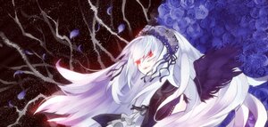 Rating: Safe Score: 0 Tags: 1girl black_ribbon black_wings dress flower frills hairband image long_hair looking_at_viewer purple_rose red_eyes ribbon rose silver_hair solo suigintou very_long_hair wings User: admin