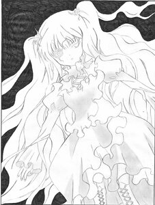 Rating: Safe Score: 0 Tags: 1girl blush boots dress flower frills greyscale hair_flower hair_ornament image juliet_sleeves kirakishou long_hair long_sleeves monochrome puffy_sleeves solo traditional_media very_long_hair User: admin