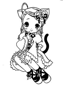 Rating: Safe Score: 0 Tags: 1girl animal_ears blush cat_ears cat_tail dress drill_hair flower frills full_body greyscale hair_ornament image kanaria long_sleeves looking_at_viewer monochrome rose simple_background smile solo tail white_background User: admin