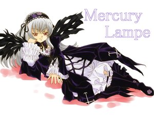 Rating: Safe Score: 0 Tags: 1girl black_wings detached_collar dress frilled_sleeves frills full_body hairband image long_hair long_sleeves looking_at_viewer lying pink_eyes silver_hair solo suigintou wings User: admin