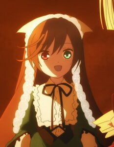 Rating: Safe Score: 0 Tags: 1girl :d brown_hair dress frills heterochromia image long_hair long_sleeves looking_at_viewer open_mouth red_eyes ribbon smile solo suiseiseki upper_body User: admin