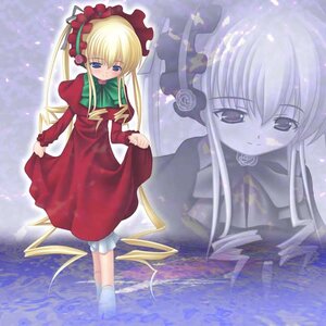 Rating: Safe Score: 0 Tags: 1girl blonde_hair bloomers blue_eyes blush bonnet bow dress frills image long_hair long_sleeves looking_at_viewer red_dress rose shinku solo standing twintails underwear very_long_hair wading water User: admin