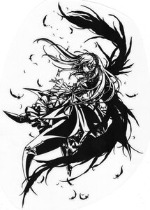 Rating: Safe Score: 0 Tags: 1girl bird black_feathers crow dress feathered_wings feathers floating_hair greyscale hairband image long_hair monochrome seagull solo suigintou very_long_hair white_feathers wings User: admin
