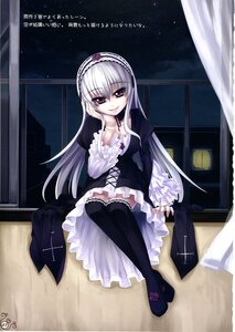 Rating: Safe Score: 0 Tags: 1girl black_legwear curtains dress frills gothic_lolita hairband image lolita_fashion long_hair long_sleeves looking_at_viewer night purple_eyes silver_hair sitting sky smile solo star_(sky) starry_sky suigintou thighhighs very_long_hair window User: admin
