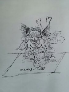 Rating: Safe Score: 0 Tags: 1girl bare_shoulders dress frills hairband image lolita_hairband long_hair monochrome sketch solo suigintou traditional_media wings User: admin