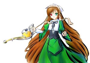 Rating: Safe Score: 0 Tags: 1girl brown_hair dress frills green_dress green_eyes head_scarf heterochromia image long_hair long_sleeves looking_at_viewer red_eyes simple_background solo standing suiseiseki very_long_hair watering_can white_background User: admin