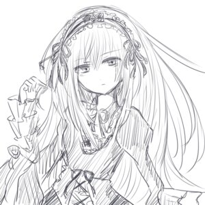 Rating: Safe Score: 0 Tags: 1girl closed_mouth dress eyebrows_visible_through_hair frills greyscale hairband image lolita_fashion lolita_hairband long_hair long_sleeves looking_at_viewer monochrome ribbon simple_background solo suigintou upper_body very_long_hair white_background User: admin