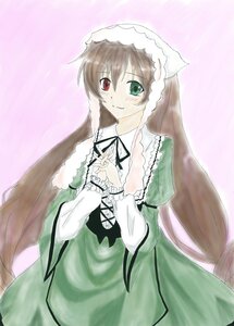 Rating: Safe Score: 0 Tags: 1girl auto_tagged blush brown_hair dress frills green_dress green_eyes heterochromia image long_hair long_sleeves looking_at_viewer red_eyes smile solo suiseiseki twintails very_long_hair User: admin