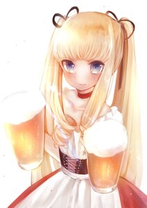 Rating: Safe Score: 0 Tags: 1girl alcohol beer beer_mug blonde_hair blue_eyes choker cup dirndl dress drill_hair foam german_clothes holding holding_cup image long_hair looking_at_viewer mug shinku smile solo striped twin_drills twintails vertical_stripes User: admin