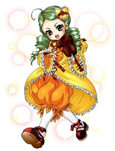 Rating: Safe Score: 0 Tags: 1girl ahoge dress drill_hair flower frills full_body green_hair hair_ornament image kanaria long_sleeves open_mouth pantyhose shoes smile solo standing twin_drills white_legwear User: admin