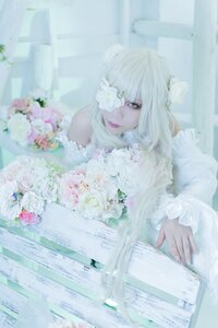 Rating: Safe Score: 0 Tags: 1girl bangs bouquet dress flower hair_flower hair_ornament kirakishou lips long_hair rose solo white_dress white_flower white_hair white_rose User: admin