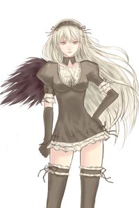 Rating: Safe Score: 0 Tags: 1girl black_gloves black_legwear breasts dress elbow_gloves frills gloves hairband image lolita_hairband long_hair looking_at_viewer puffy_sleeves red_eyes solo standing suigintou thighhighs wings User: admin